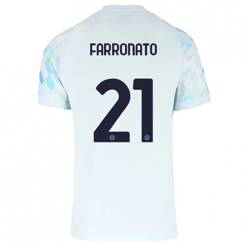 Danxen Heren Matteo Farronato #21 Wit Blauw Uitshirt Uittenue 2025/26 T-Shirt