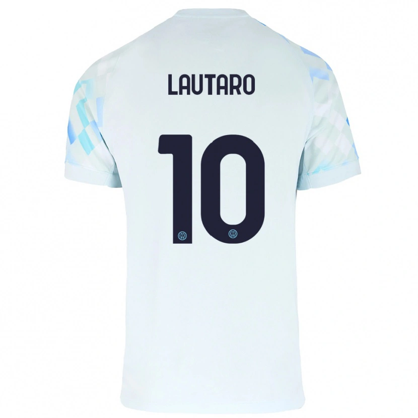 Danxen Heren Lautaro Martínez #10 Wit Blauw Uitshirt Uittenue 2025/26 T-Shirt