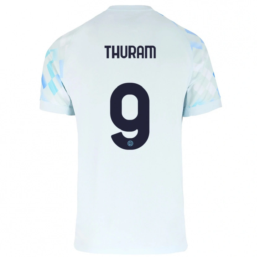 Danxen Heren Marcus Thuram #9 Wit Blauw Uitshirt Uittenue 2025/26 T-Shirt