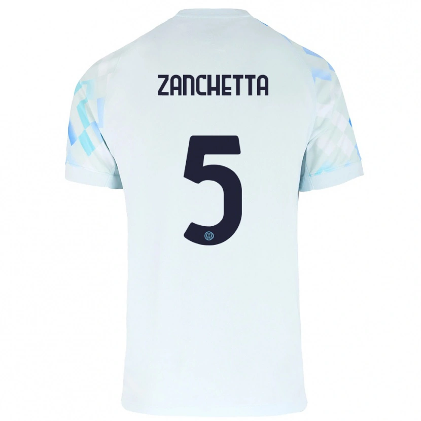 Danxen Heren Mattia Zanchetta #5 Wit Blauw Uitshirt Uittenue 2025/26 T-Shirt