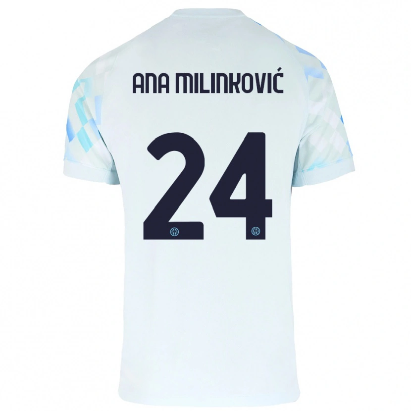 Danxen Heren Marija Ana Milinković #24 Wit Blauw Uitshirt Uittenue 2025/26 T-Shirt