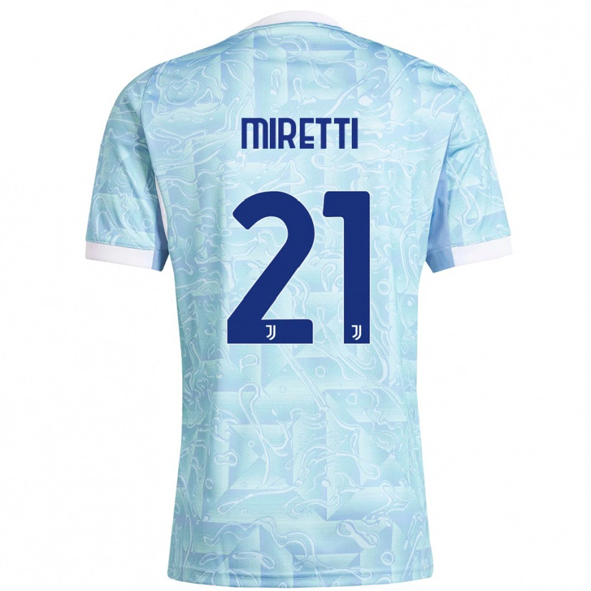 Danxen Heren Fabio Miretti #21 Hemelblauw Geel Uitshirt Uittenue 2025/26 T-Shirt