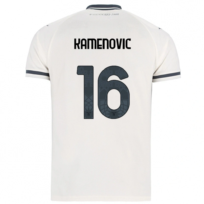 Danxen Heren Dimitrije Kamenovic #16 Wit Marineblauw Uitshirt Uittenue 2025/26 T-Shirt