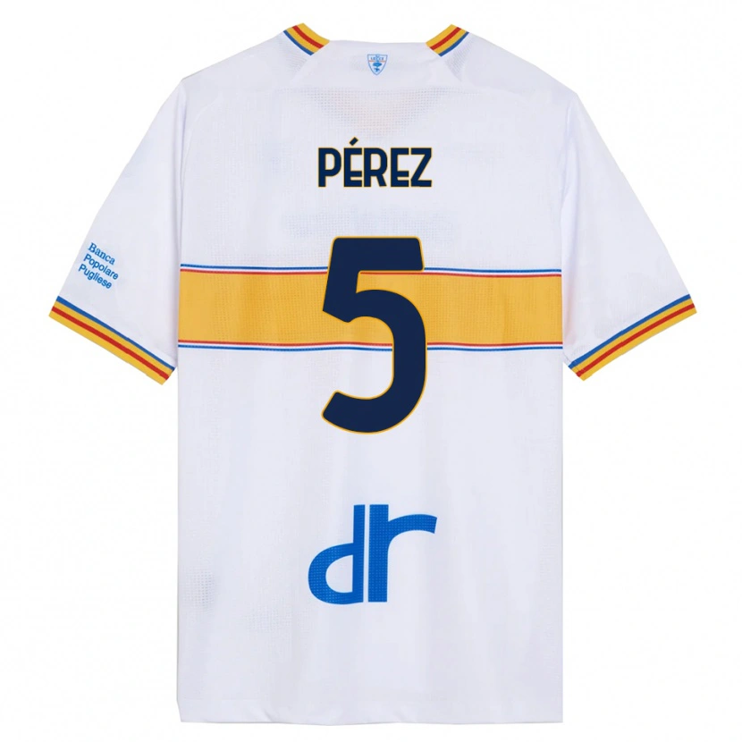 Danxen Heren Matías Pérez #5 Wit Geel Uitshirt Uittenue 2025/26 T-Shirt