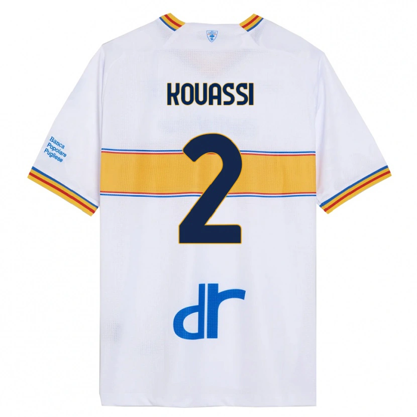 Danxen Heren Christ-Owen Kouassi #2 Wit Geel Uitshirt Uittenue 2025/26 T-Shirt