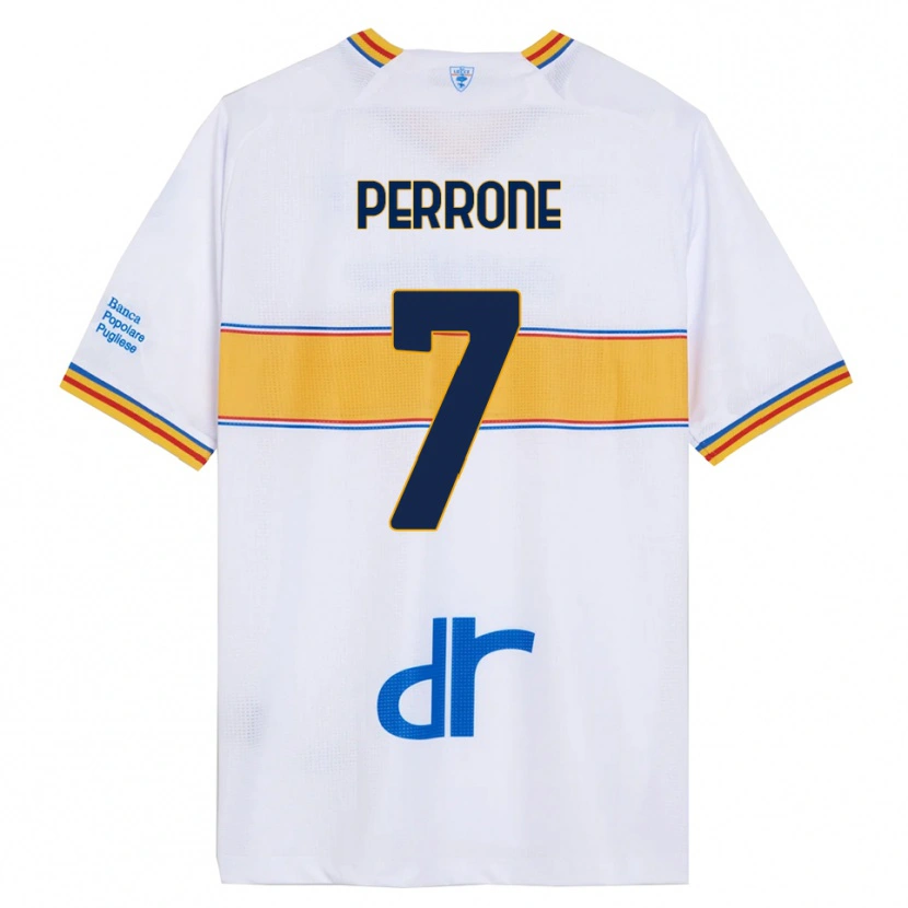 Danxen Heren Samuele Perrone #7 Wit Geel Uitshirt Uittenue 2025/26 T-Shirt