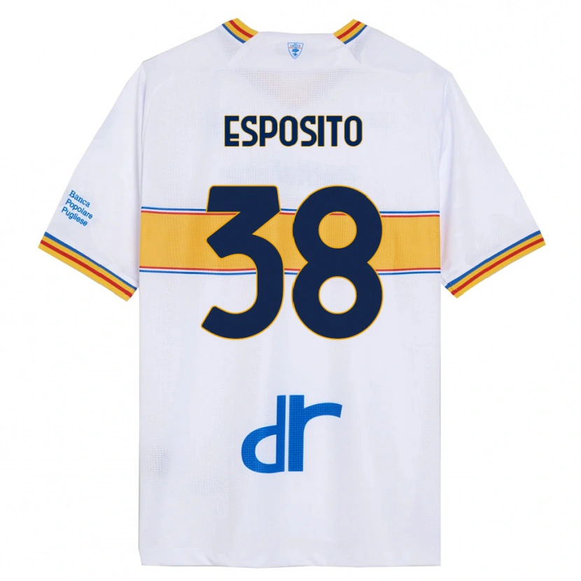 Danxen Heren Pasquale Esposito #38 Wit Geel Uitshirt Uittenue 2025/26 T-Shirt