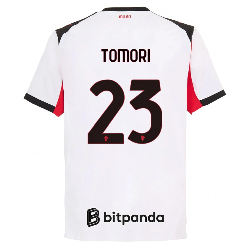 Danxen Heren Fikayo Tomori #23 Wit Zwart Uitshirt Uittenue 2025/26 T-Shirt