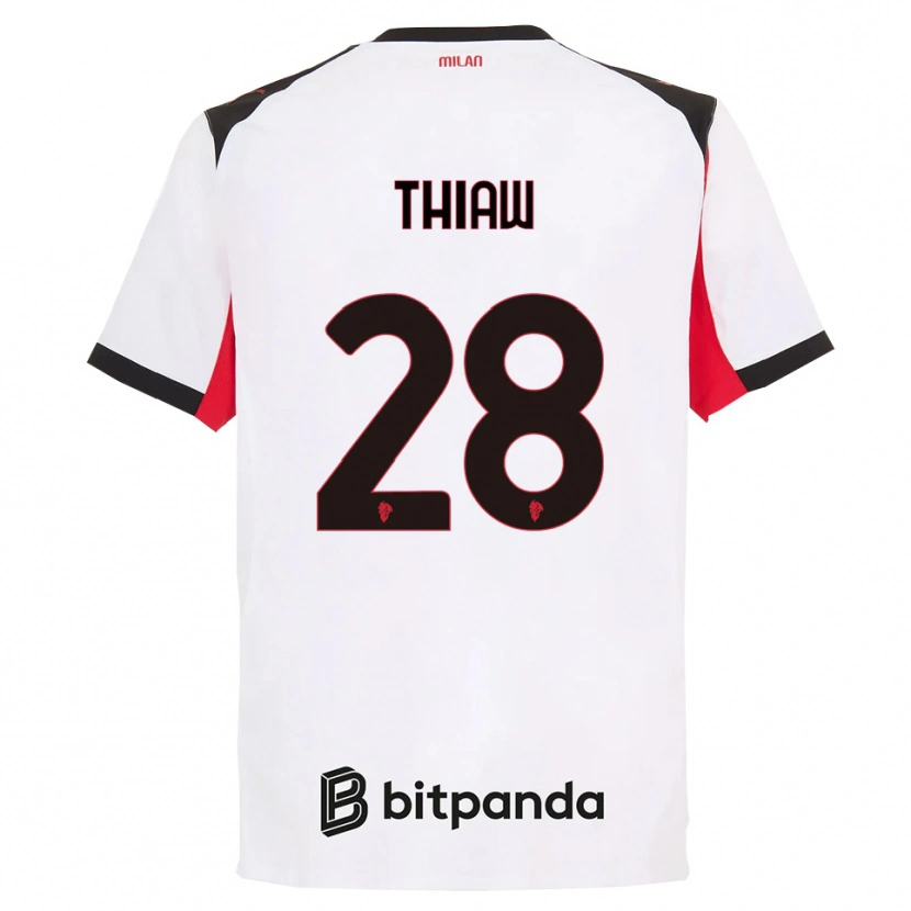 Danxen Heren Malick Thiaw #28 Wit Zwart Uitshirt Uittenue 2025/26 T-Shirt