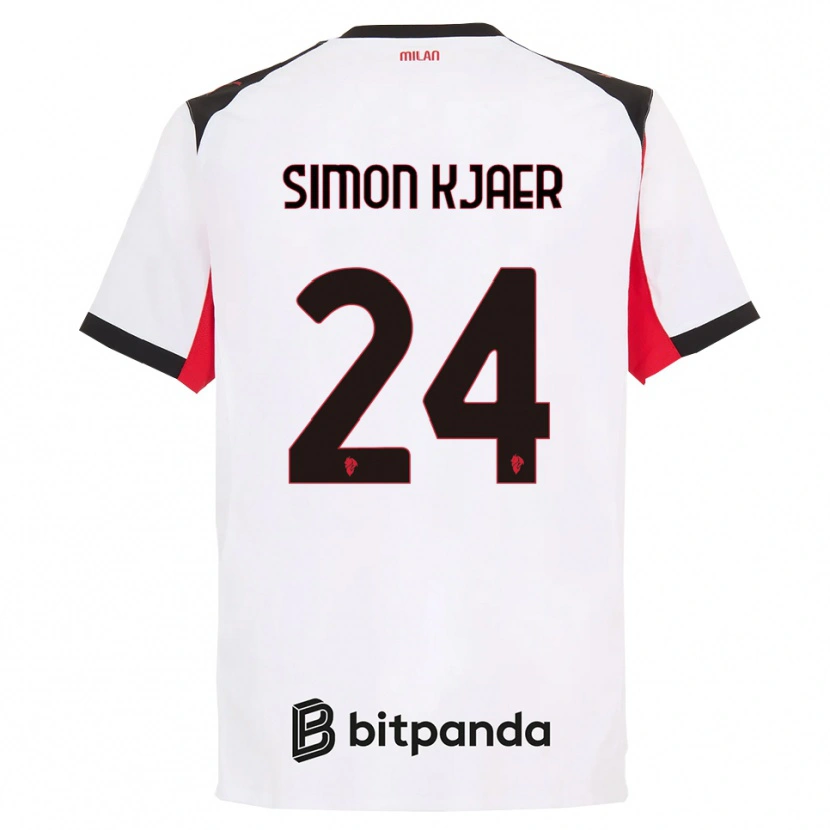 Danxen Heren Simon Kjaer #24 Wit Zwart Uitshirt Uittenue 2025/26 T-Shirt