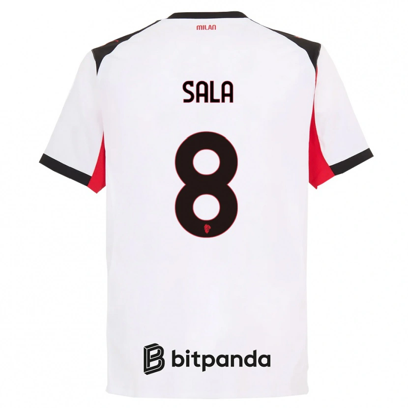 Danxen Heren Emanuele Sala #8 Wit Zwart Uitshirt Uittenue 2025/26 T-Shirt