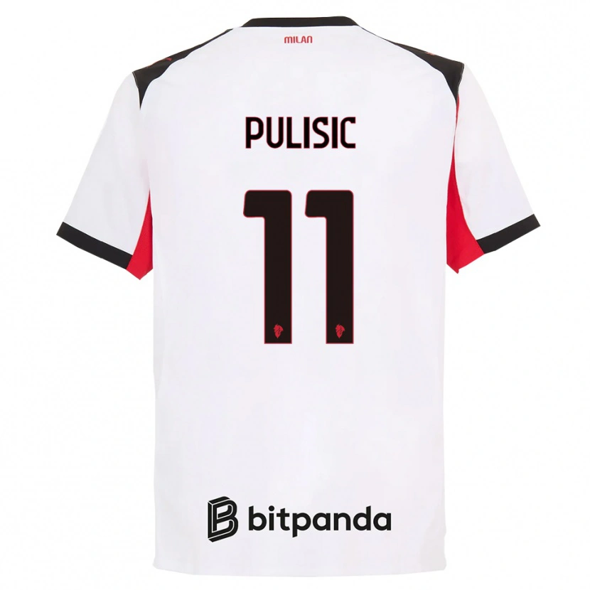 Danxen Heren Christian Pulisic #11 Wit Zwart Uitshirt Uittenue 2025/26 T-Shirt