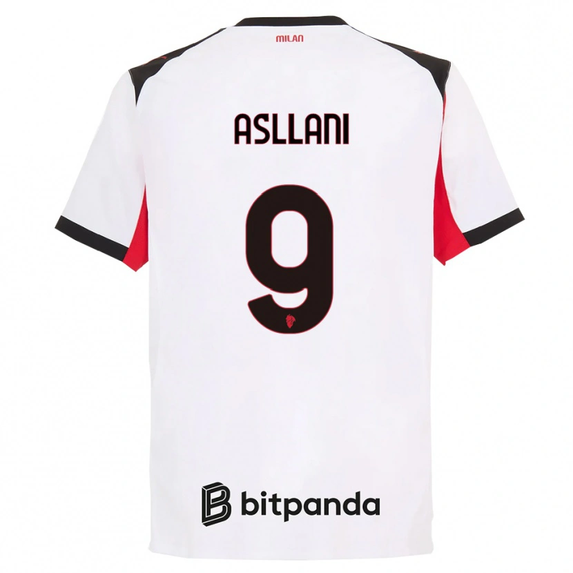 Danxen Heren Kosovare Asllani #9 Wit Zwart Uitshirt Uittenue 2025/26 T-Shirt