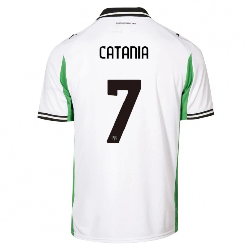 Danxen Heren Nicolò Catania #7 Wit Groen Zwart Uitshirt Uittenue 2025/26 T-Shirt