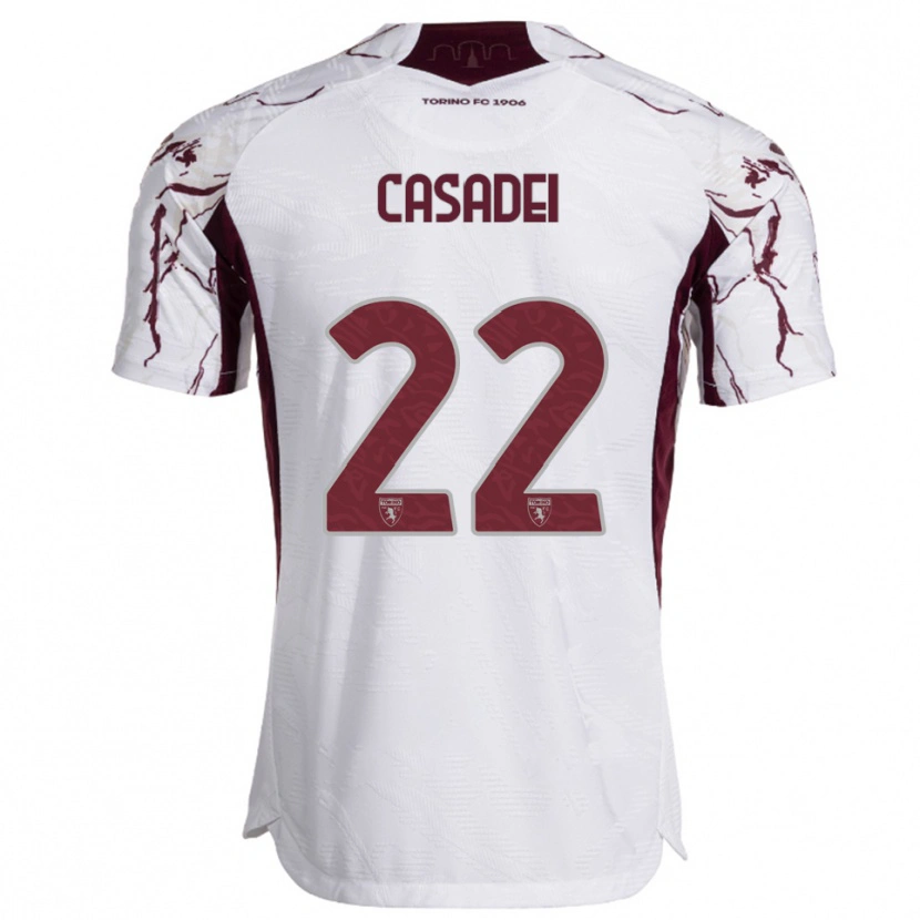 Danxen Heren Cesare Casadei #22 Wit Bourgondisch Uitshirt Uittenue 2025/26 T-Shirt