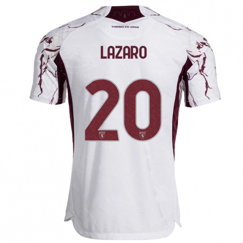 Danxen Heren Valentino Lazaro #20 Wit Bourgondisch Uitshirt Uittenue 2025/26 T-Shirt