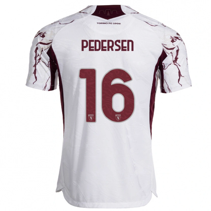 Danxen Heren Marcus Pedersen #16 Wit Bourgondisch Uitshirt Uittenue 2025/26 T-Shirt