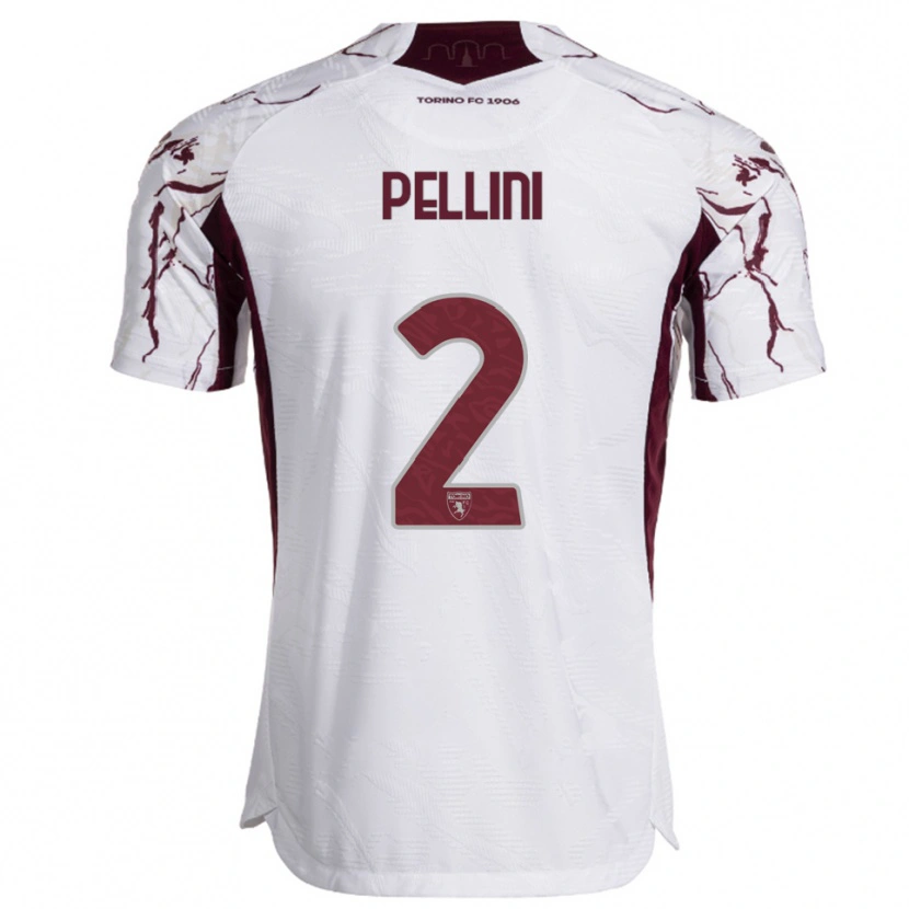 Danxen Heren Mattia Pellini #2 Wit Bourgondisch Uitshirt Uittenue 2025/26 T-Shirt