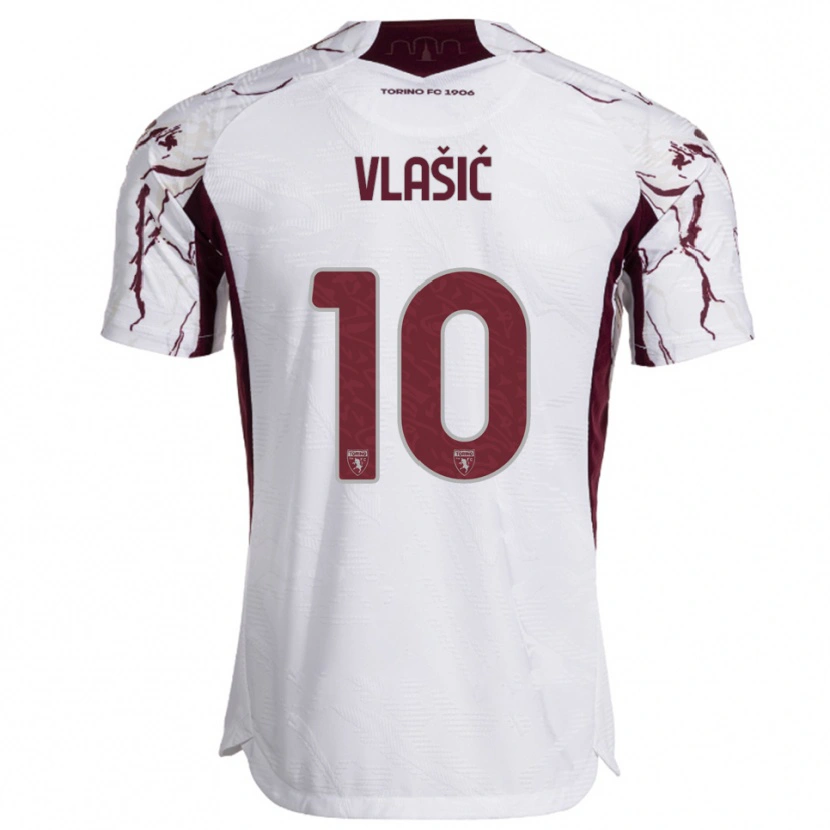Danxen Heren Nikola Vlašić #10 Wit Bourgondisch Uitshirt Uittenue 2025/26 T-Shirt