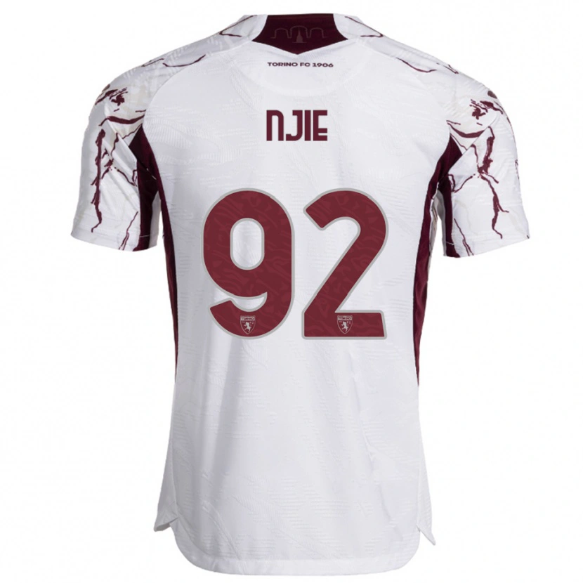 Danxen Heren Alieu Njie #92 Wit Bourgondisch Uitshirt Uittenue 2025/26 T-Shirt