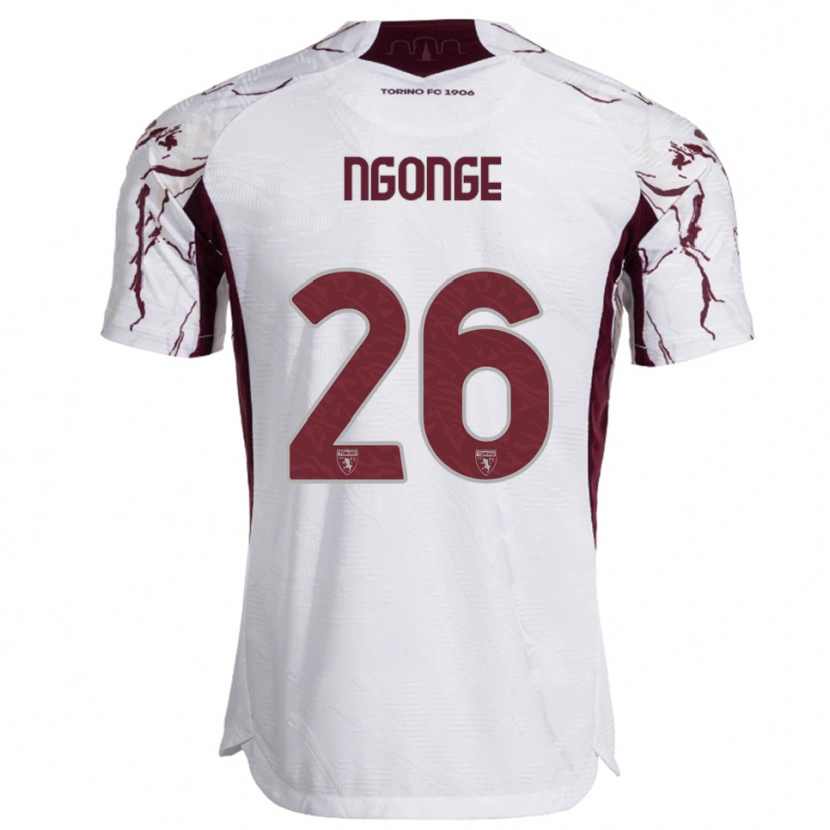 Danxen Heren Cyril Ngonge #26 Wit Bourgondisch Uitshirt Uittenue 2025/26 T-Shirt