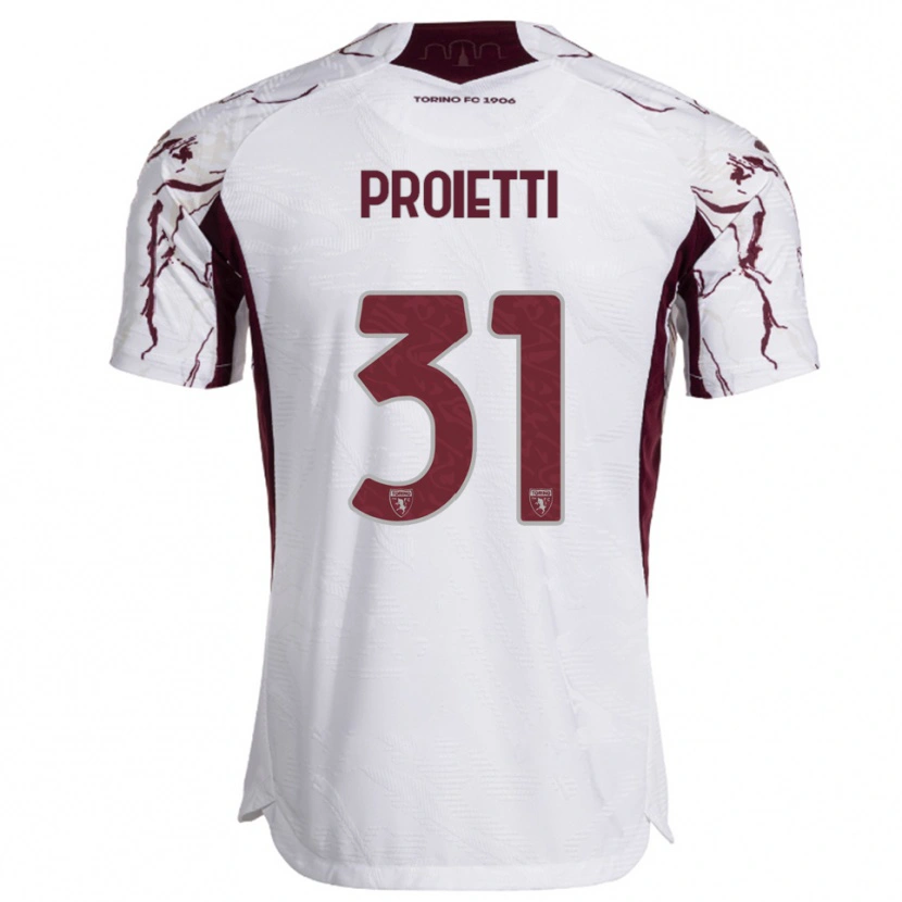 Danxen Heren Riccardo Proietti #31 Wit Bourgondisch Uitshirt Uittenue 2025/26 T-Shirt