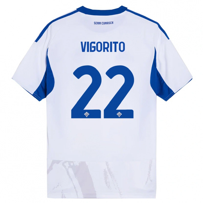 Danxen Heren Mauro Vigorito #22 Wit Blauw Uitshirt Uittenue 2025/26 T-Shirt