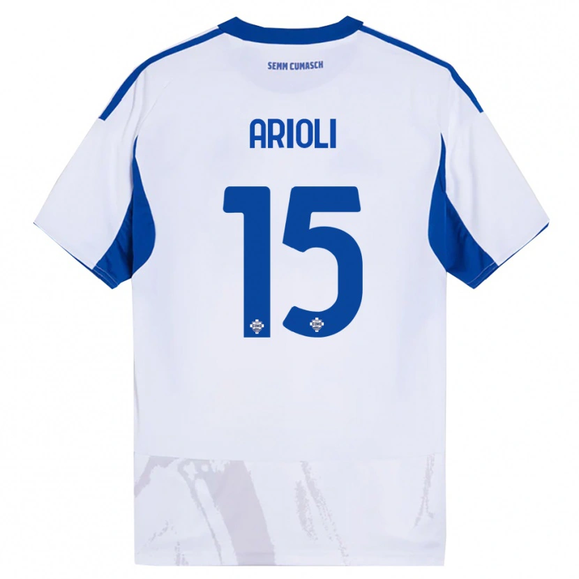Danxen Heren Mattia Arioli #15 Wit Blauw Uitshirt Uittenue 2025/26 T-Shirt