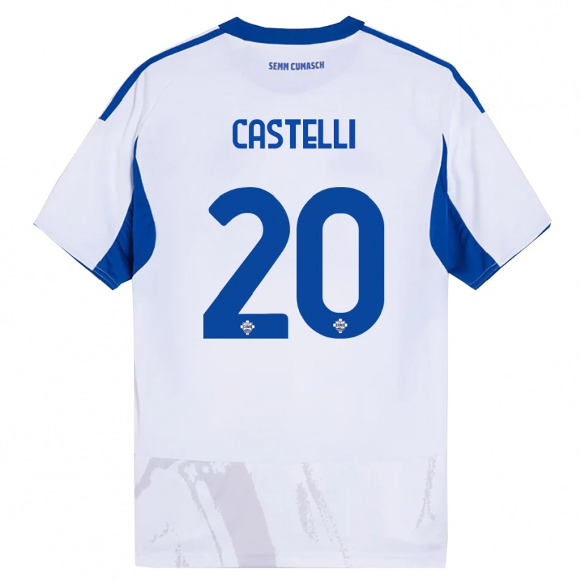 Danxen Heren Matteo Castelli #20 Wit Blauw Uitshirt Uittenue 2025/26 T-Shirt