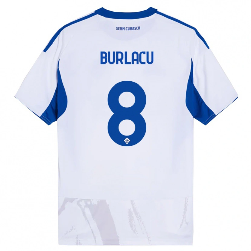 Danxen Heren Sebastian Burlacu #8 Wit Blauw Uitshirt Uittenue 2025/26 T-Shirt