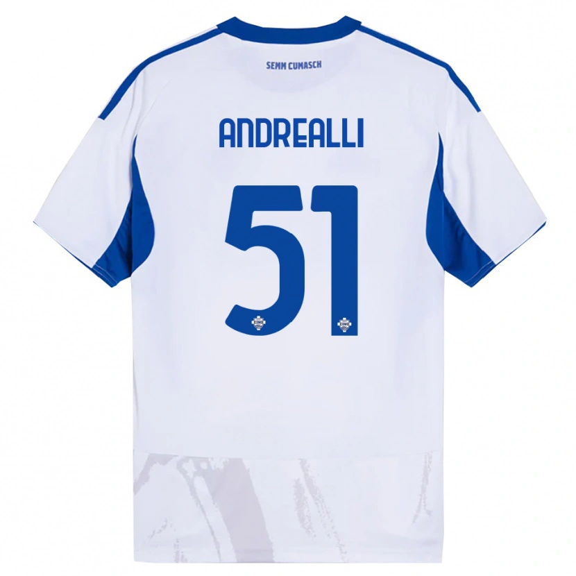 Danxen Heren Francesco Andrealli #51 Wit Blauw Uitshirt Uittenue 2025/26 T-Shirt