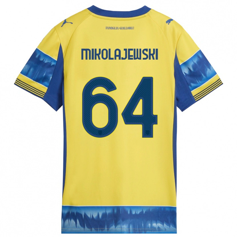 Danxen Heren Daniel Mikolajewski #64 Geel Blauw Uitshirt Uittenue 2025/26 T-Shirt