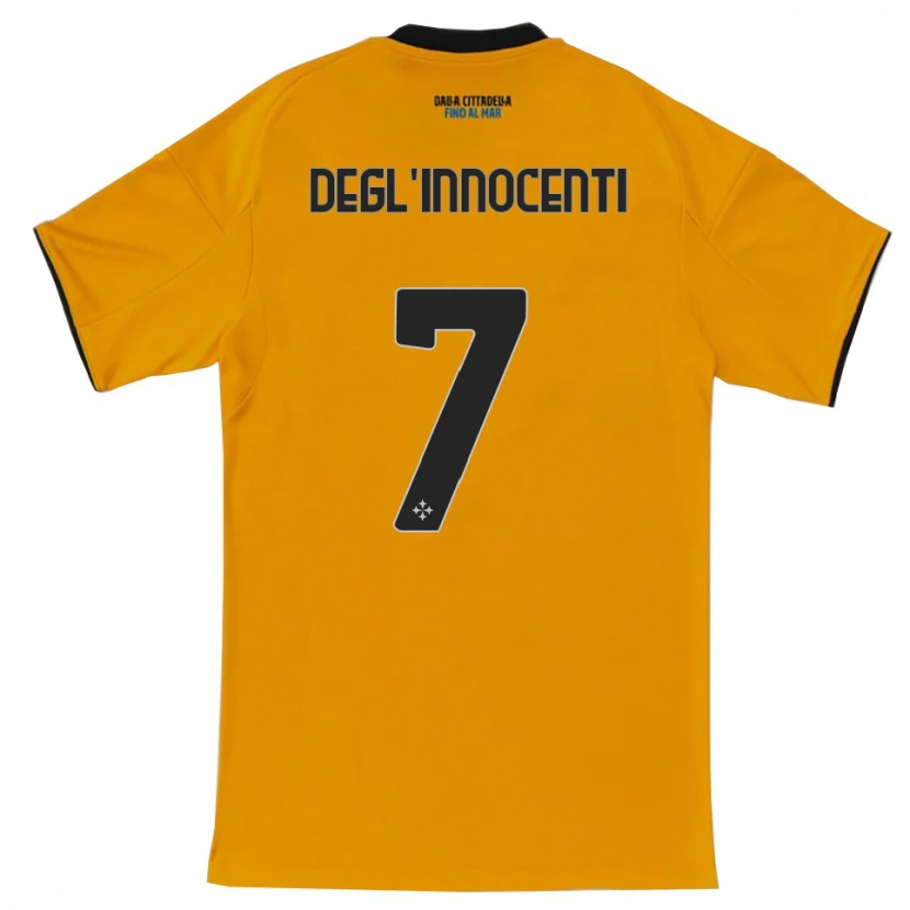 Danxen Heren Tommaso Degl'innocenti #7 Oranje Blauw Uitshirt Uittenue 2025/26 T-Shirt