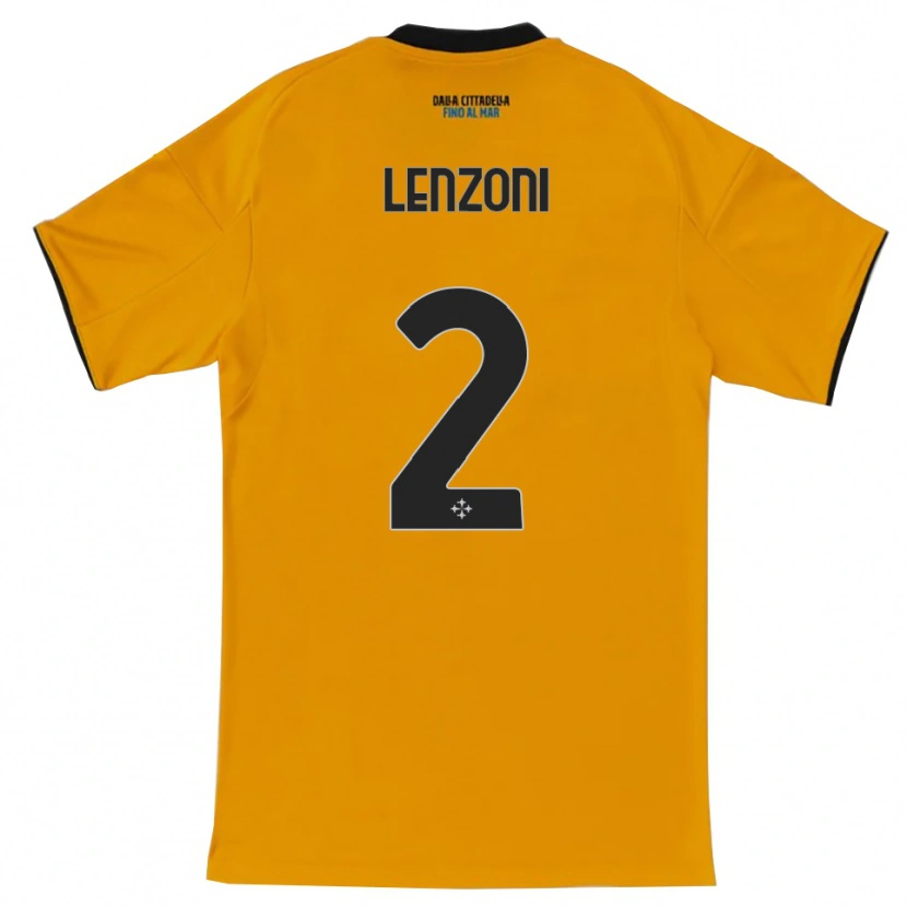 Danxen Heren Samuele Lenzoni #2 Oranje Blauw Uitshirt Uittenue 2025/26 T-Shirt