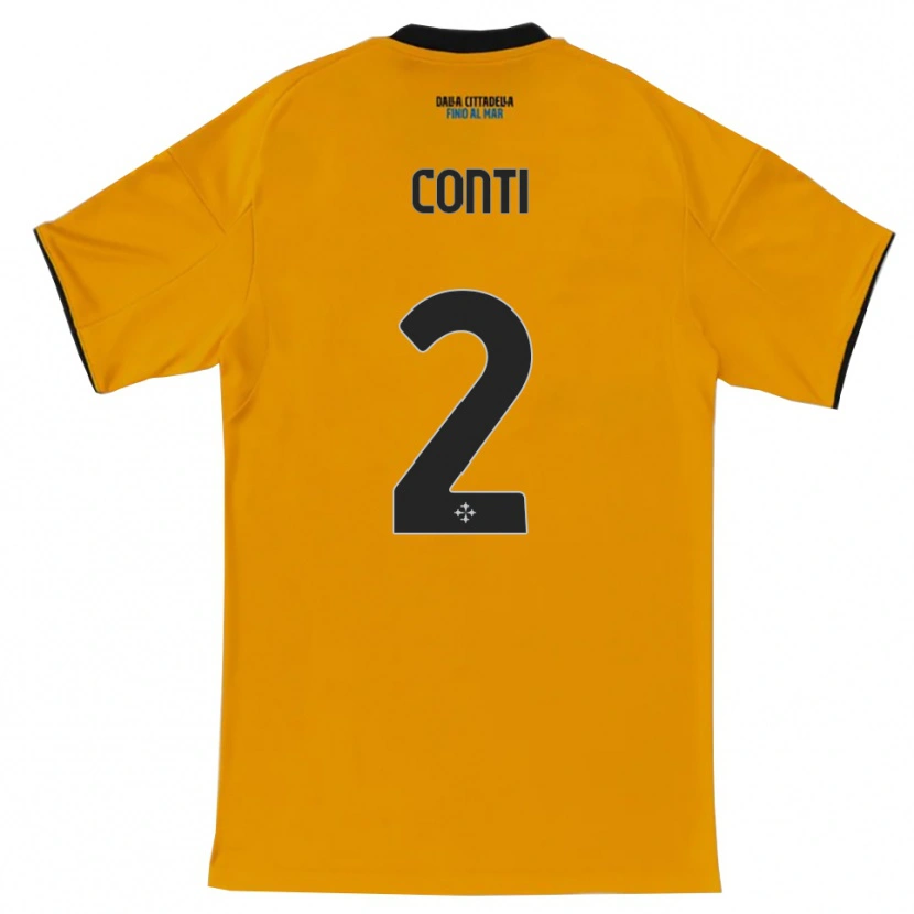 Danxen Heren Niccolò Conti #2 Oranje Blauw Uitshirt Uittenue 2025/26 T-Shirt