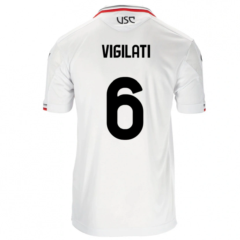 Danxen Heren Tommaso Vigilati #6 Wit Rood Uitshirt Uittenue 2025/26 T-Shirt