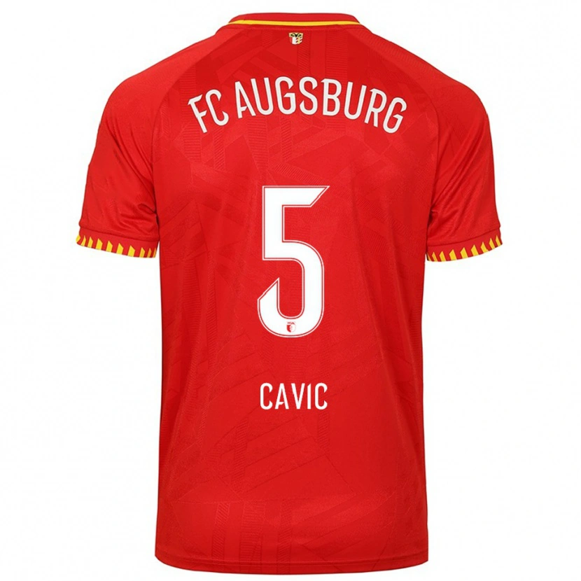 Danxen Heren Andrej Cavic #5 Rood Geel Uitshirt Uittenue 2025/26 T-Shirt