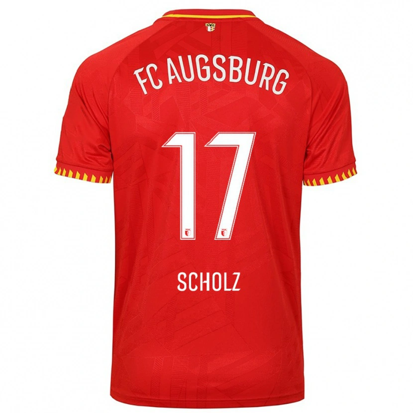 Danxen Heren Jerome Scholz #17 Rood Geel Uitshirt Uittenue 2025/26 T-Shirt