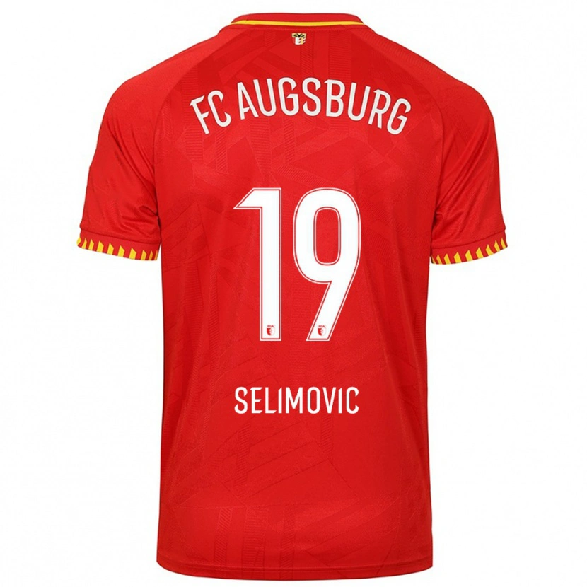 Danxen Heren Amar Selimovic #19 Rood Geel Uitshirt Uittenue 2025/26 T-Shirt
