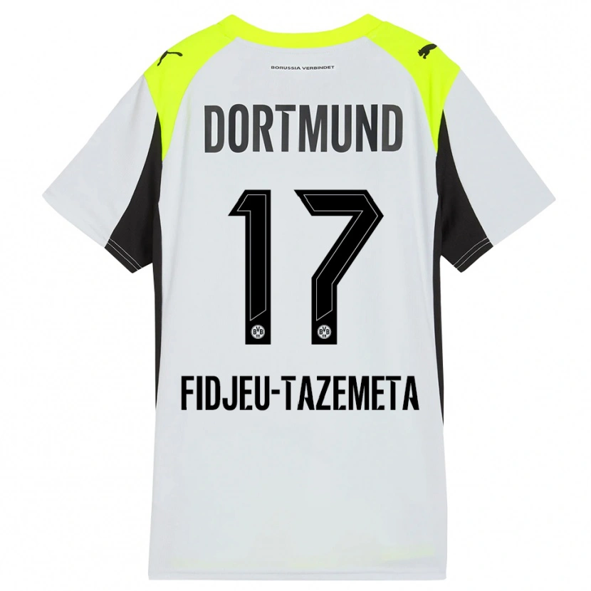 Danxen Heren Thierry Fidjeu-Tazemeta #17 Fluorescerend Geel Uitshirt Uittenue 2025/26 T-Shirt