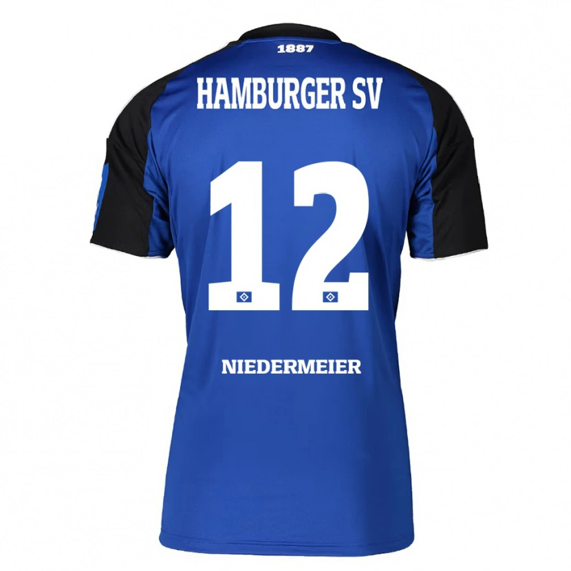 Danxen Heren Philipp Niedermeier #12 Blauw Zwart Uitshirt Uittenue 2025/26 T-Shirt