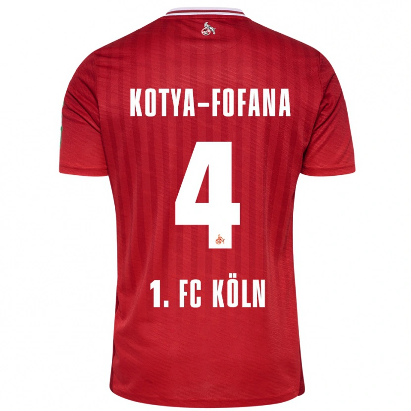 Danxen Heren Assad Kotya-Fofana #4 Rood Wit Uitshirt Uittenue 2025/26 T-Shirt