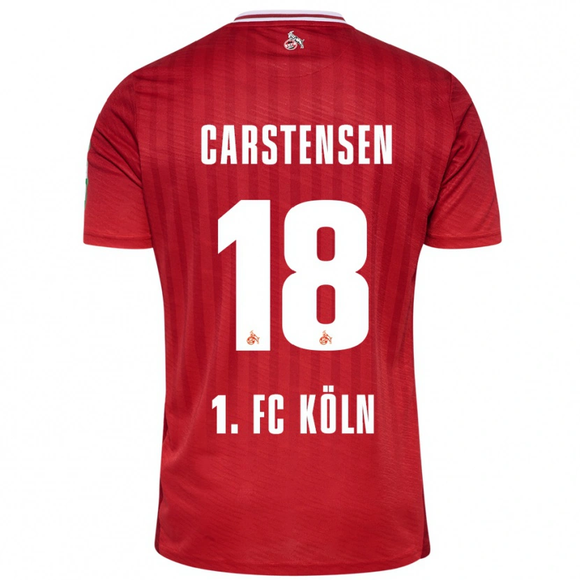 Danxen Heren Rasmus Carstensen #18 Rood Wit Uitshirt Uittenue 2025/26 T-Shirt