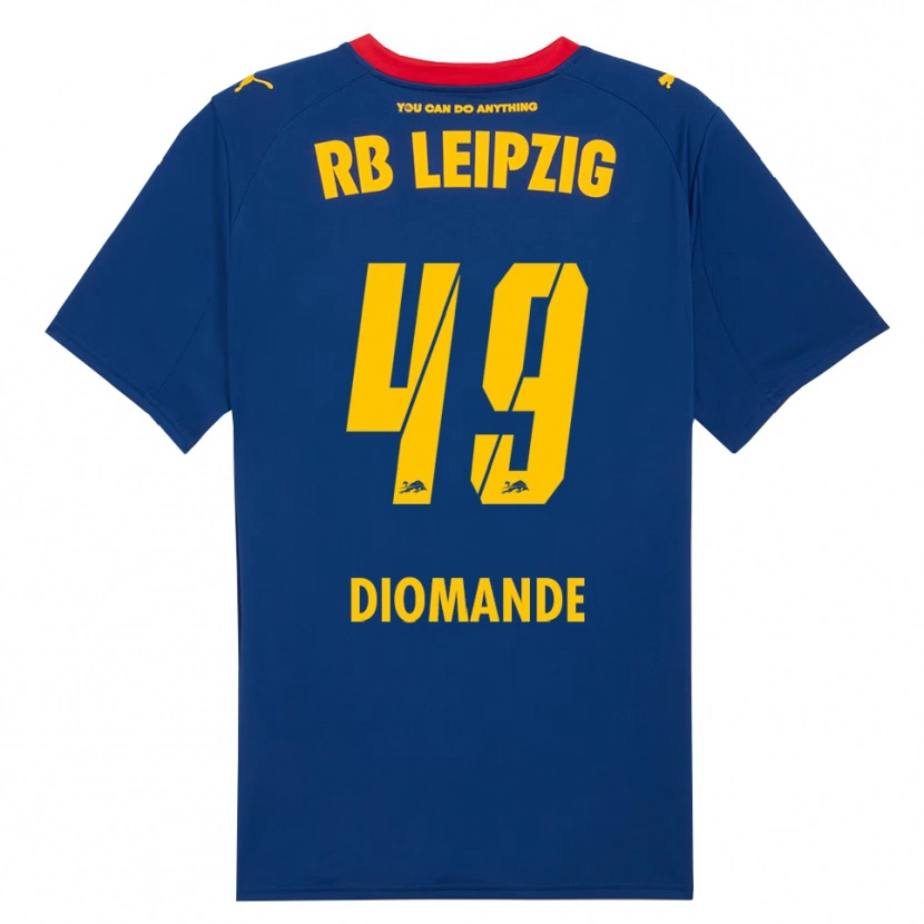 Danxen Heren Yan Diomande #49 Marineblauw Rood Uitshirt Uittenue 2025/26 T-Shirt