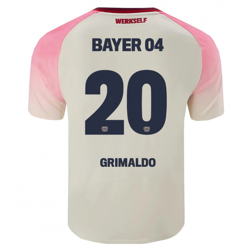 Danxen Heren Alejandro Grimaldo #20 Roze Gebroken Wit Uitshirt Uittenue 2025/26 T-Shirt