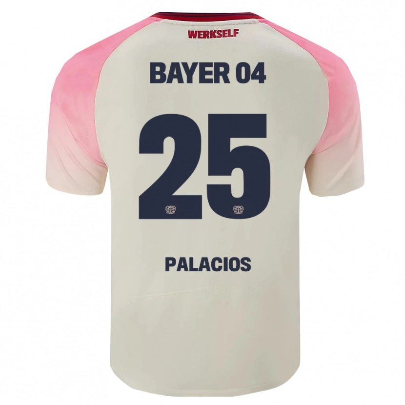 Danxen Heren Exequiel Palacios #25 Roze Gebroken Wit Uitshirt Uittenue 2025/26 T-Shirt
