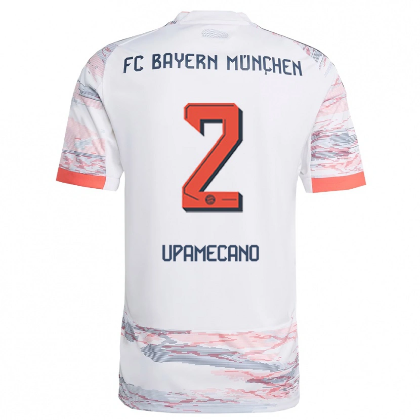 Danxen Heren Dayot Upamecano #2 Wit Grijs Uitshirt Uittenue 2025/26 T-Shirt