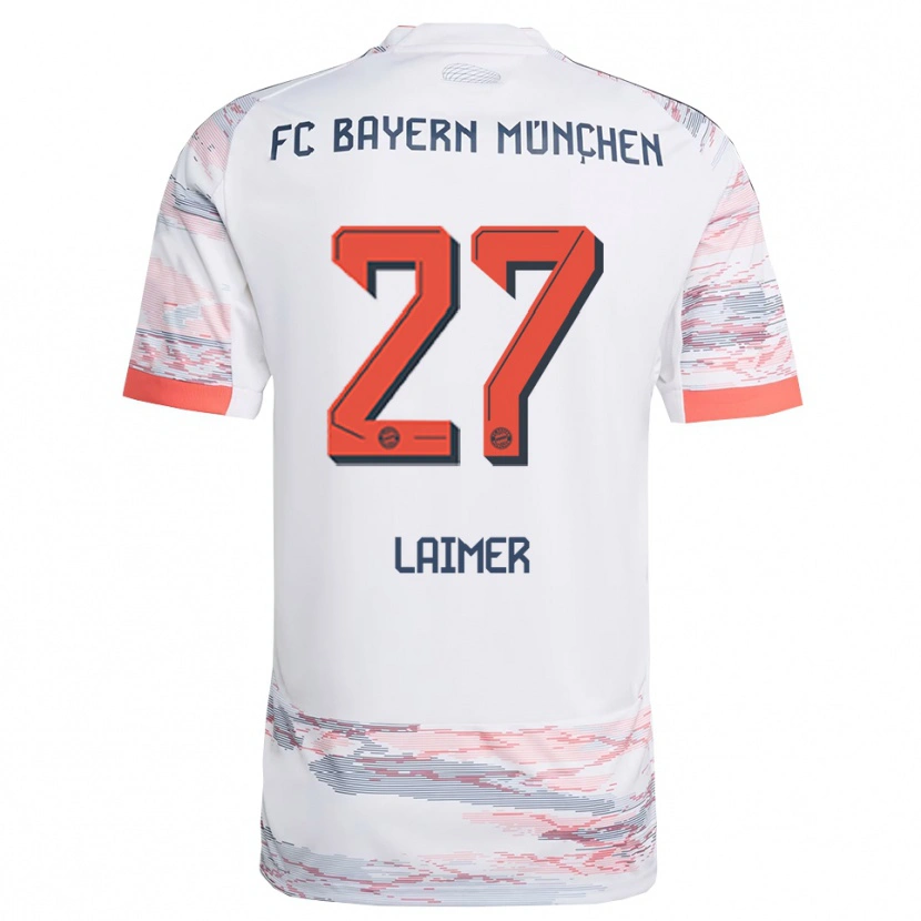 Danxen Heren Konrad Laimer #27 Wit Grijs Uitshirt Uittenue 2025/26 T-Shirt