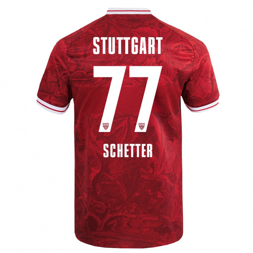 Danxen Heren Leonie Schetter #77 Rood Zwart Uitshirt Uittenue 2025/26 T-Shirt