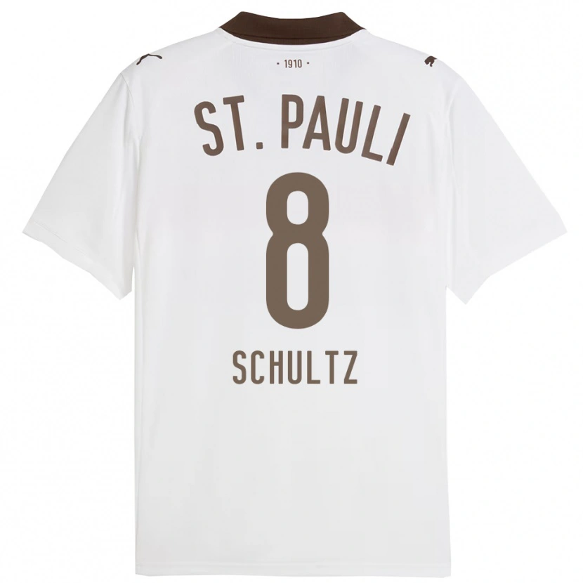 Danxen Heren Paul Schultz #8 Wit Rood Uitshirt Uittenue 2025/26 T-Shirt